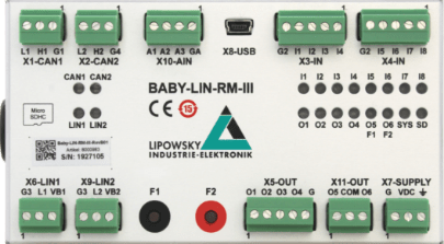 Baby-LIN-RM-III: LIN- und CAN-Bus Simulator mit digitaler I/O Schnittstelle